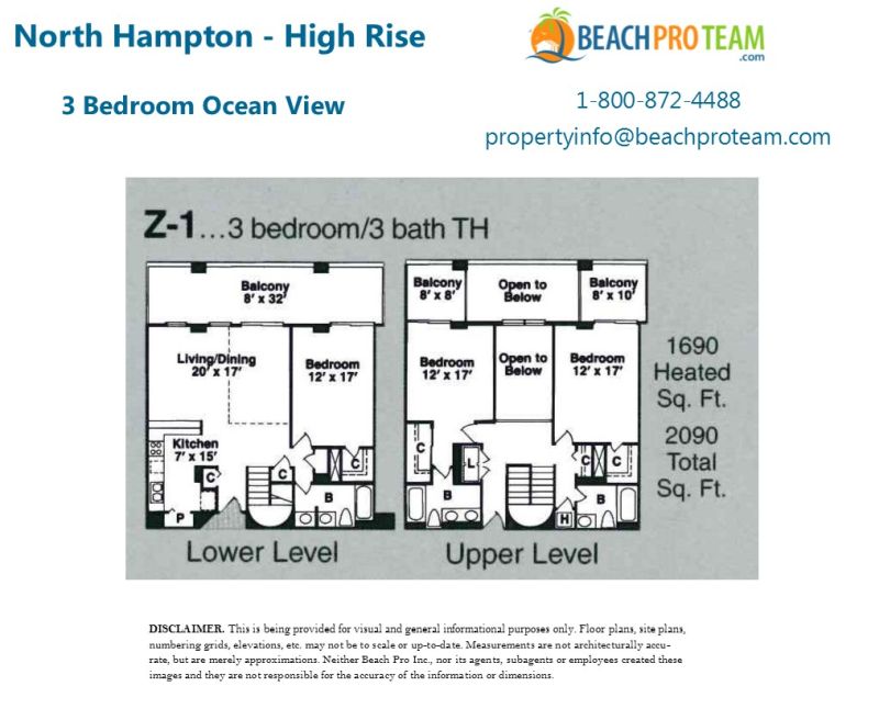 Kingston Plantation - North Hampton Floor Plan Z1 - 3 Bedroom Ocean View